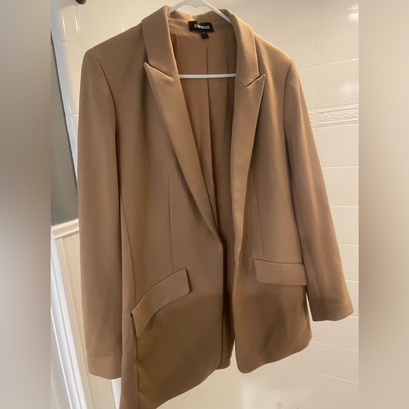 Express luxe open lapel women’s blazer beige size L - Picture 2 of 6